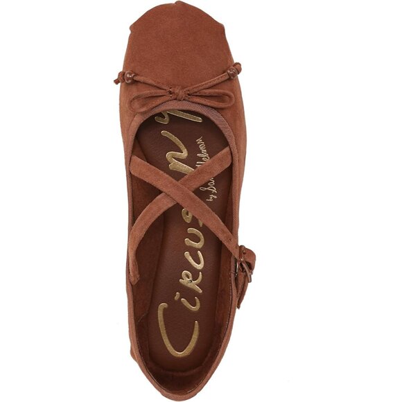 Circus NY by Sam Edelman Women's Rich Cognac Leather Cross Strap Ballet Flat - Picture 5 of 6